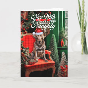 Schokolade Labrador Weihnachtshund Naughty oder Ni Feiertagskarte