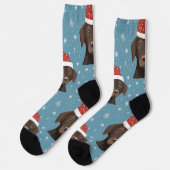 Schokolade Labrador Weihnachtshut Crew Socks Socken (Linkes Detail)