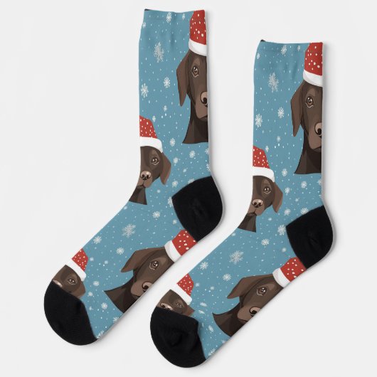 Schokolade Labrador Weihnachtshut Crew Socks Socken (Linkes Detail)