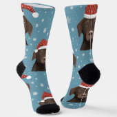 Schokolade Labrador Weihnachtshut Crew Socks Socken (Gewinkelt)