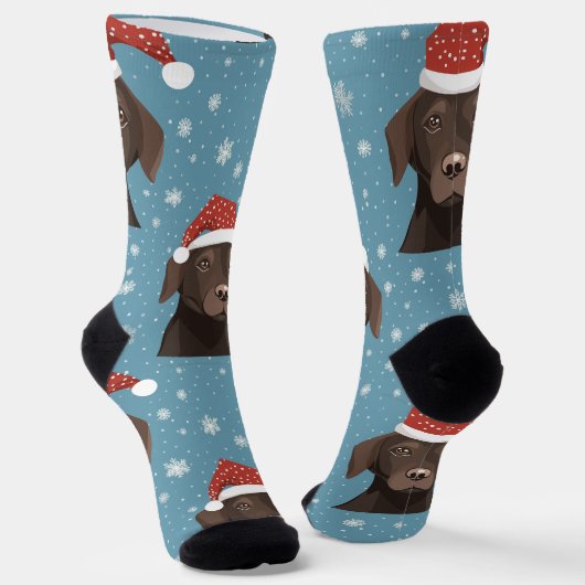 Schokolade Labrador Weihnachtshut Crew Socks Socken (Gewinkelt)