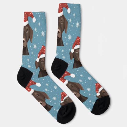 Schokolade Labrador Weihnachtshut Crew Socks Socken (Rechts)