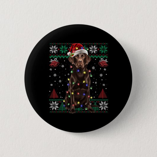 Schokolade Labrador Weihnachtsmann Ugly Sweater Do Button (Vorderseite)
