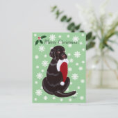 Schokolade Labrador & Weihnachtsmannmütze Schneefl Feiertagspostkarte (Stehend Vorderseite)