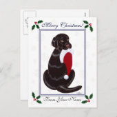 Schokolade Labrador & Weihnachtsmannmütze Schneefl Feiertagspostkarte (Vorne/Hinten)
