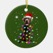 Schokolade Labrador Weihnachtsmannmütze Weihnachts Keramik Ornament (Vorne)