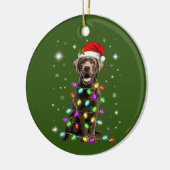 Schokolade Labrador Weihnachtsmannmütze Weihnachts Keramik Ornament (Links)