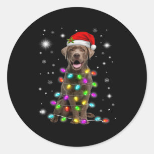 Schokolade Labrador Weihnachtsmannmütze Weihnachts Runder Aufkleber