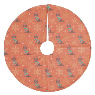 Schokolade Labrador Weihnachtsmuster Fleece Weihnachtsbaumdecke