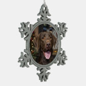 Schokolade Labrador Weihnachtsschmuck Schneeflocken Zinn-Ornament (Links)