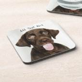 Schokolade Labrador Welpe Getränkeuntersetzer (Linke Seite)