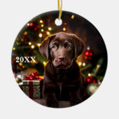 Schokolade Labrador Welpe Hund Weihnachtsschmuck (Vorne)