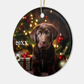 Schokolade Labrador Welpe Hund Weihnachtsschmuck (Links)