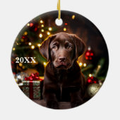 Schokolade Labrador Welpe Hund Weihnachtsschmuck (Hinten)