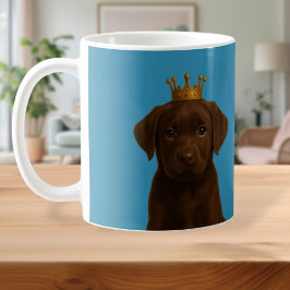 Schokolade Labrador Welpe in Gold Crown Niedlich Kaffeetasse