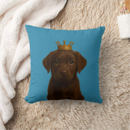 Schokolade Labrador Welpe in Gold Crown Niedlich Kissen