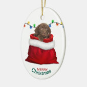 Schokolade Labrador Welpe in Holiday Gift Bag Keramik Ornament (Links)