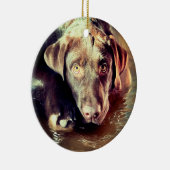 Schokolade Labrador Welpe Keramik Ornament (Rechts)