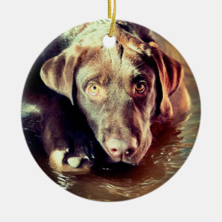 Schokolade Labrador Welpe Keramik Ornament