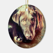 Schokolade Labrador Welpe Keramik Ornament (Links)
