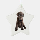 Schokolade-Labrador-Welpe Keramik Ornament (Rechts)