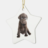 Schokolade-Labrador-Welpe Keramik Ornament (Links)