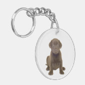 Schokolade Labrador Welpe Schlüsselanhänger (Vorderseite links)