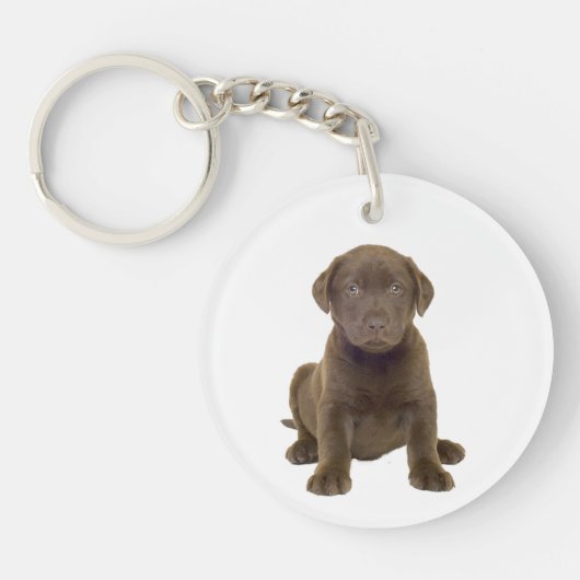Schokolade Labrador Welpe Schlüsselanhänger (Vorderseite)