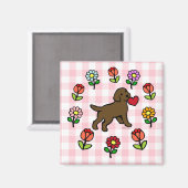 Schokolade Labrador Welpe und Rotes Herz Magnet (Vorderseite/Rückseite)