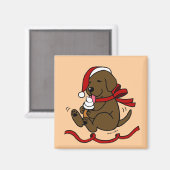 Schokolade Labrador Welpe Weihnachtsmagnete für Ca Magnet (Vorderseite/Rückseite)