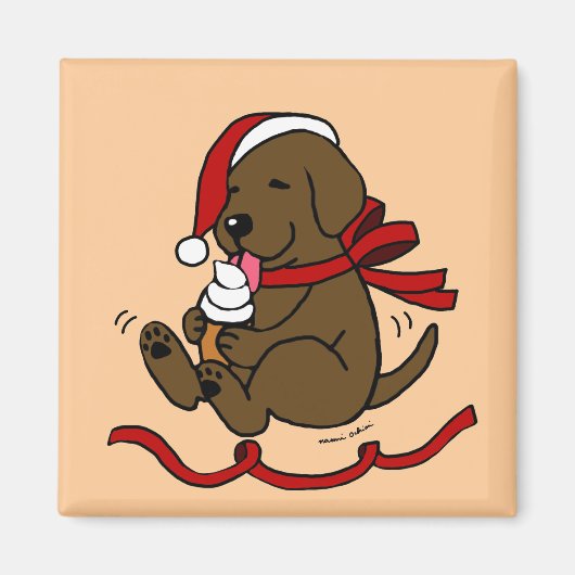 Schokolade Labrador Welpe Weihnachtsmagnete für Ca Magnet (Vorne)