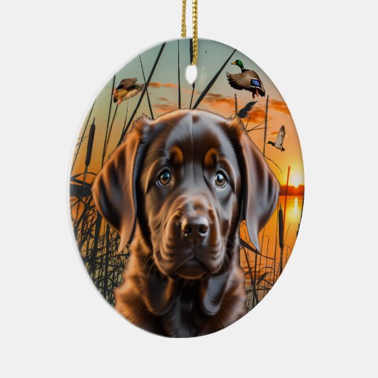 Schokolade Labrador Welpe Weihnachtsschmuck (Rechts)