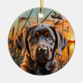 Schokolade Labrador Welpe Weihnachtsschmuck (Vorne)