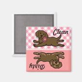 Schokolade Labrador Welpenreinigung / Geschirrspül Magnet (Vorderseite/Rückseite)