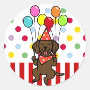 Schokolade Labrador Welppy Birthday Balloons Runder Aufkleber
