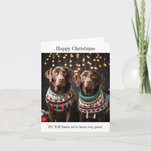 Schokolade Labradors Weihnachtskarte Karte (Vorderseite)