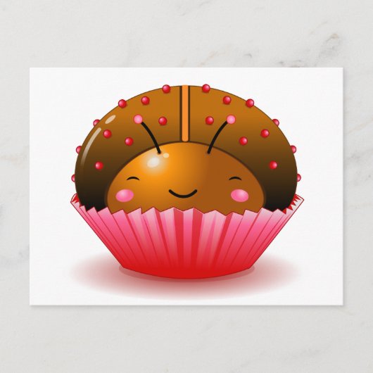 Schokolade Ladybug Cupcake Postcard Postkarte (Vorderseite)