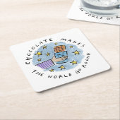 Schokolade lässt die Welt umgehen Rechteckiger Pappuntersetzer (angewinkelt)