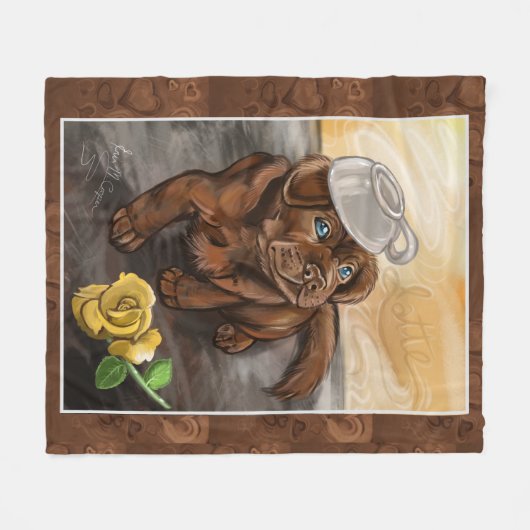 Schokolade Latte Labrador Fleecedecke (Vorderseite (Horizontal))
