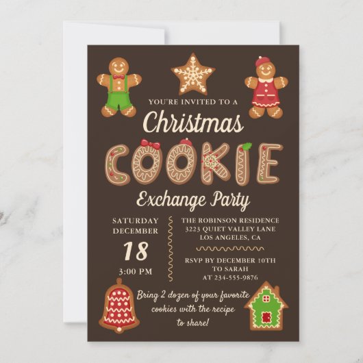 Schokolade Lebkuchengebäck Swap Weihnachtsgebäck P Einladung (Vorderseite)