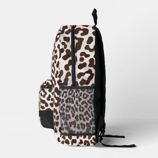Schokolade Leopard Muster Monogramm Bedruckter Rucksack (Rechts)
