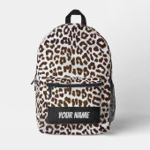 Schokolade Leopard Muster Monogramm Bedruckter Rucksack (Vorderseite)