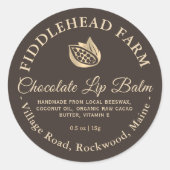Schokolade Lip Balm Label Gold Kakao Bean Handmade Runder Aufkleber (Vorderseite)