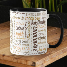 Schokolade Lover Multilingual Typografy Collage Tasse