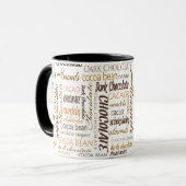 Schokolade Lover Multilingual Typografy Collage Tasse (Vorderseite Links)