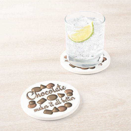 Schokolade macht es besser sandstein untersetzer (Seite)