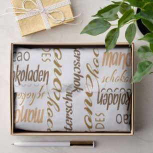 Schokolade, Mandeln und Dark Chocolate Word Collag Seidenpapier