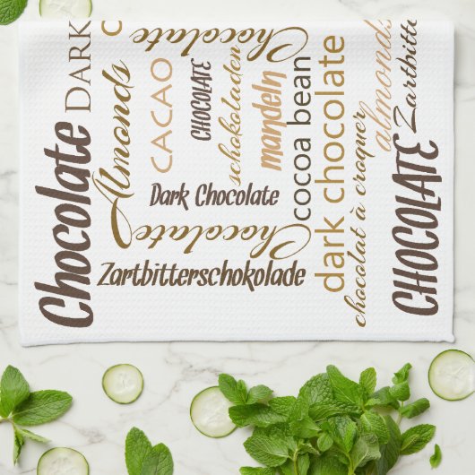 Schokolade, Mandeln und dunkle Schokolade Geschirrtuch (Gefaltet)