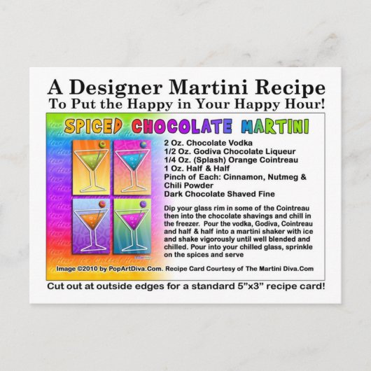 Schokolade Martini Rezept Postkarte (Vorderseite)
