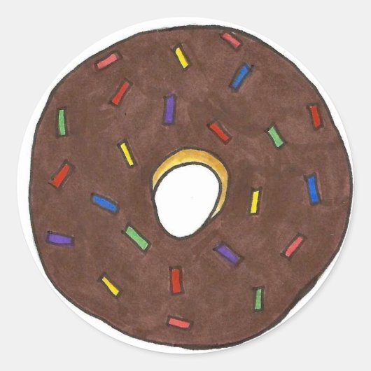 Schokolade Mattiert Donut Doughnut Sprinkles Feins Runder Aufkleber (Vorderseite)